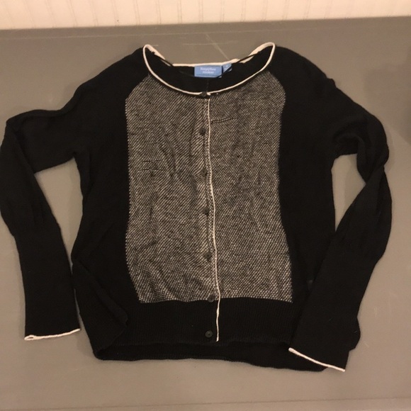 Simply Vera Vera Wang Black/white lightweight button down Cardigan - Picture 1 of 8